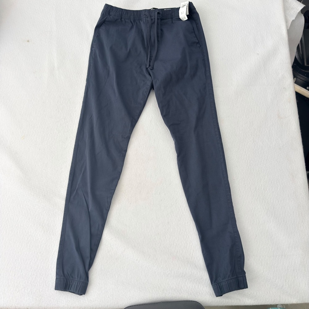 Hollister Stretch Stacked Cotton Skinny Joggers Mens Medium Navy Blue NWT